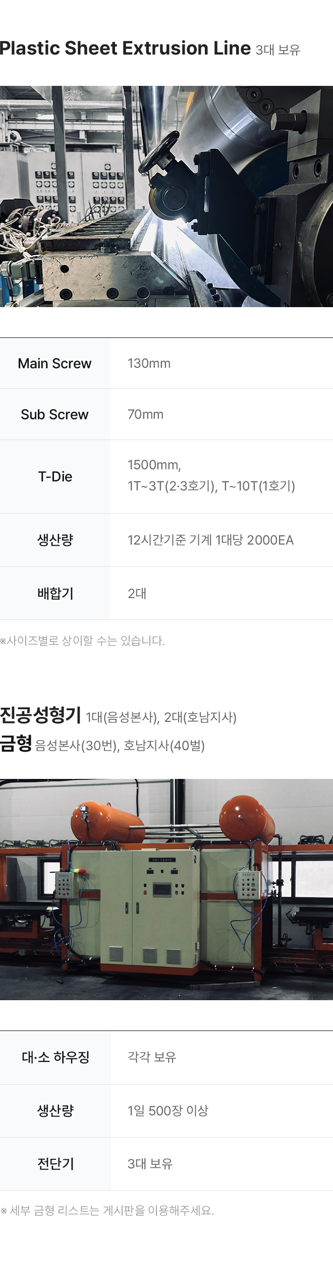 시트압출·성형장비원료